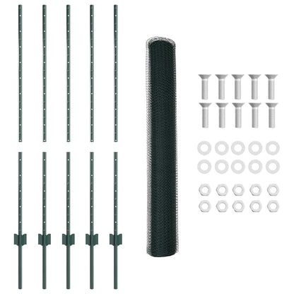 Fence with Posts Green 1.2 x 10 m Steel