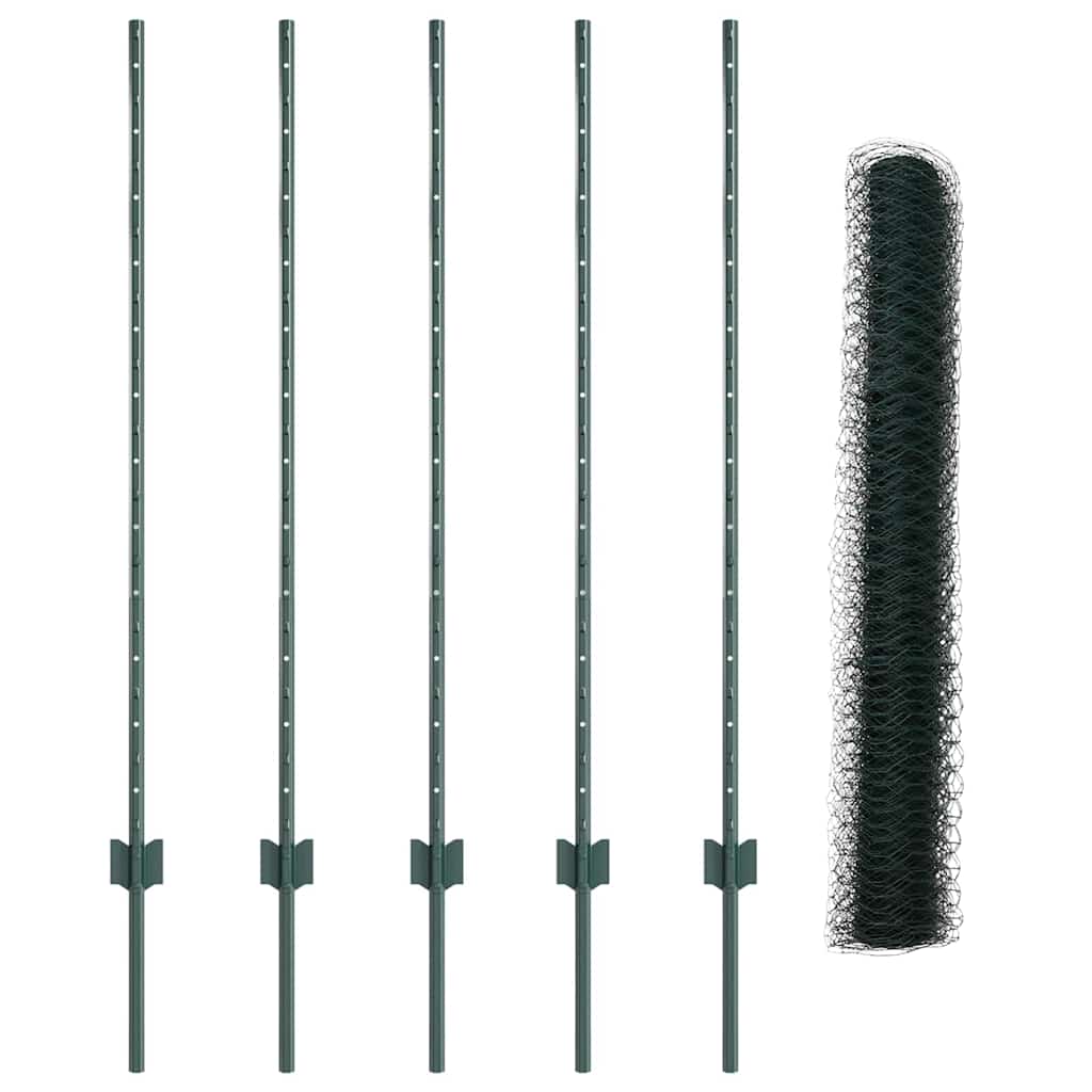 Fence with Posts Green 1.2 x 10 m Steel