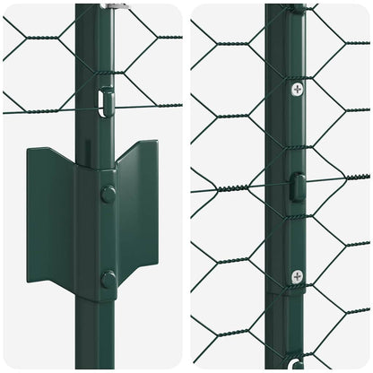 Fence with Posts Green 1.2 x 10 m Steel