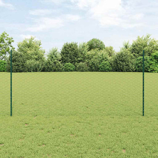 Fence with Posts Green 1.2 x 10 m Steel