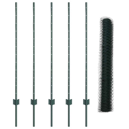 Fence with Posts Green 1.2 x 10 m Steel