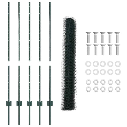 Fence with Posts Green 1.2 x 10 m Steel