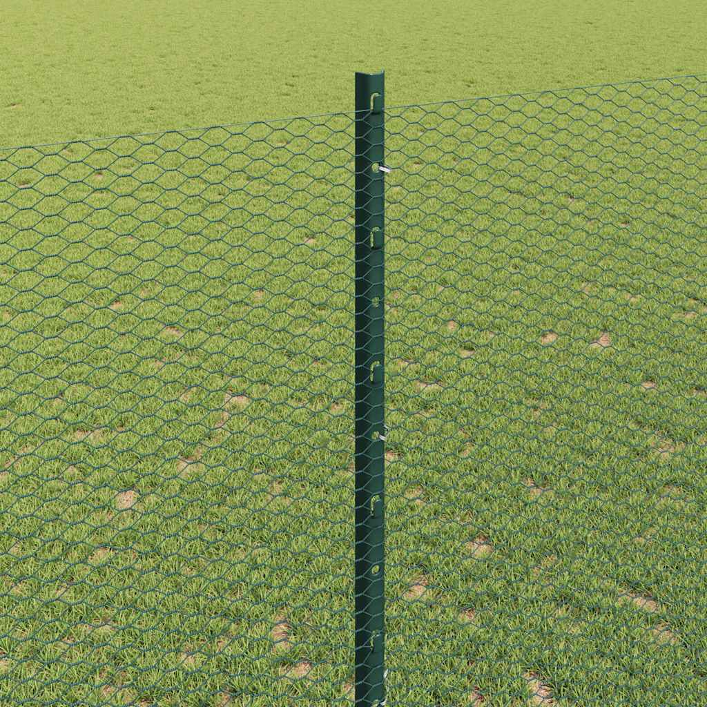 Fence with Posts Green 1.4 x 10 m Steel