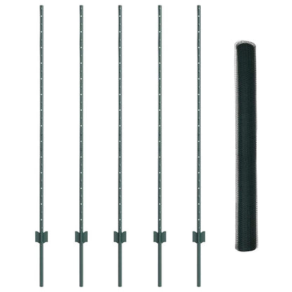 Fence with Posts Green 1.4 x 10 m Steel