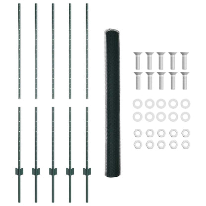 Fence with Posts Green 1.4 x 10 m Steel