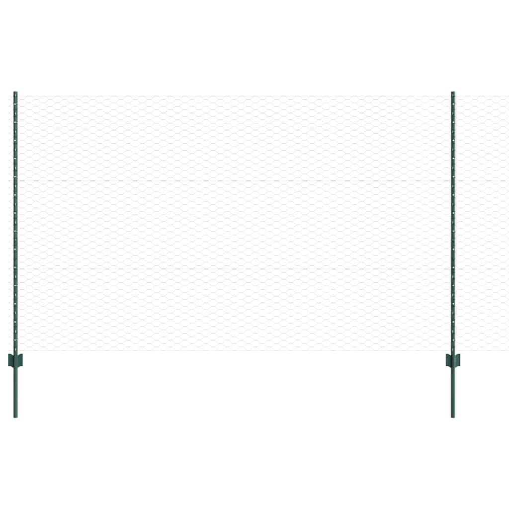 Fence with Posts Green 1.4 x 10 m Steel