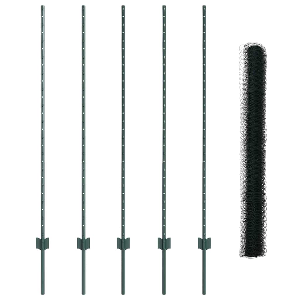 Fence with Posts Green 1.4 x 10 m Steel