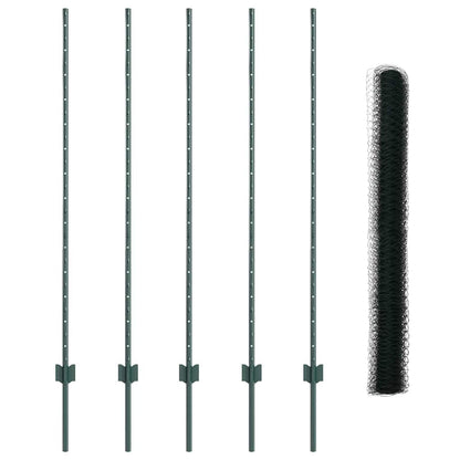 Fence with Posts Green 1.4 x 10 m Steel