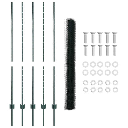 Fence with Posts Green 1.4 x 10 m Steel