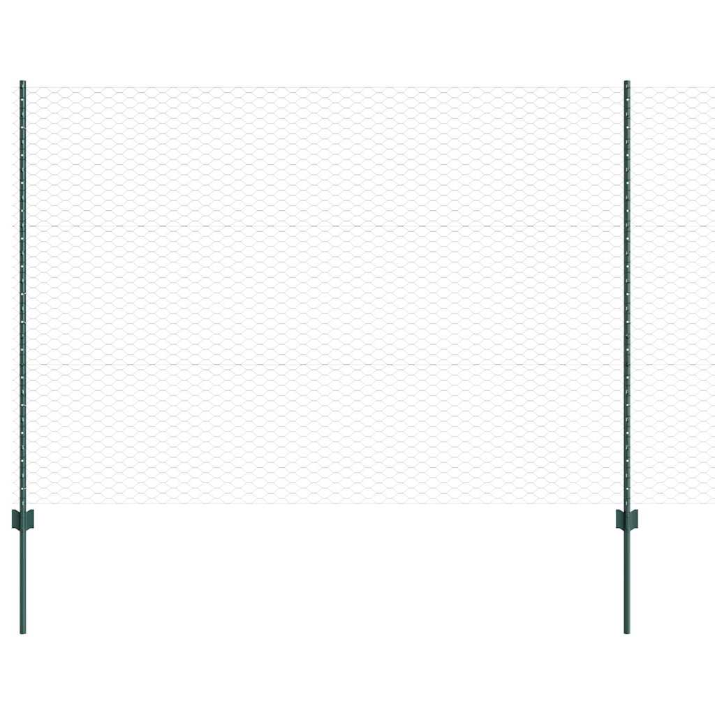 Fence with Posts Green 1.5 x 10 m Steel