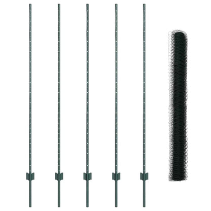 Fence with Posts Green 1.5 x 10 m Steel