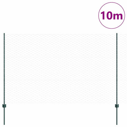 Fence with Posts Green 1.5 x 10 m Steel
