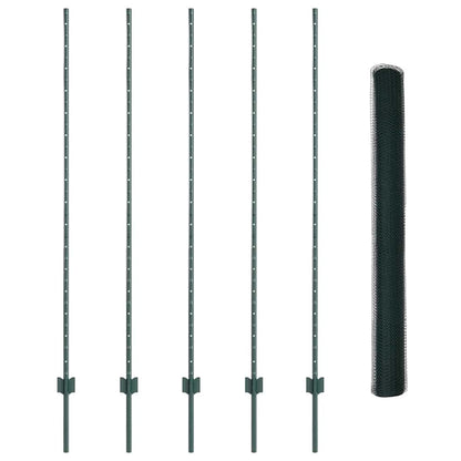 Fence with Posts Green 1.6 x 10 m Steel