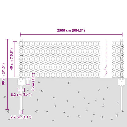 Fence with Posts Green 0.4 x 25 m Steel