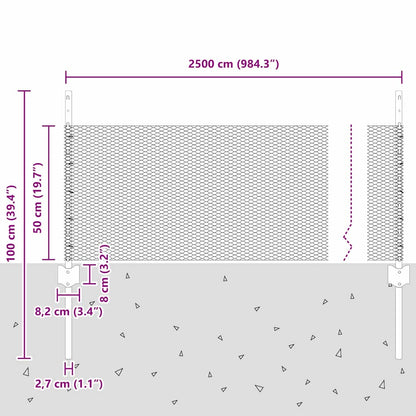 Fence with Posts Green 0.5 x 25 m Steel