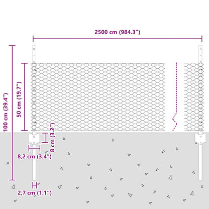Fence with Posts Green 0.5 x 25 m Steel