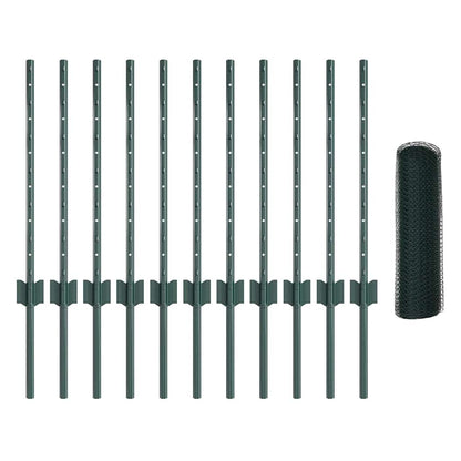 Fence with Posts Green 0.6 x 25 m Steel