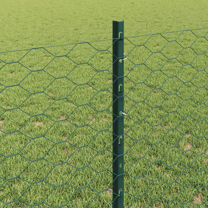 Fence with Posts Green 0.8 x 25 m Steel