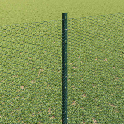 Fence with Posts Green 1.4 x 25 m Steel