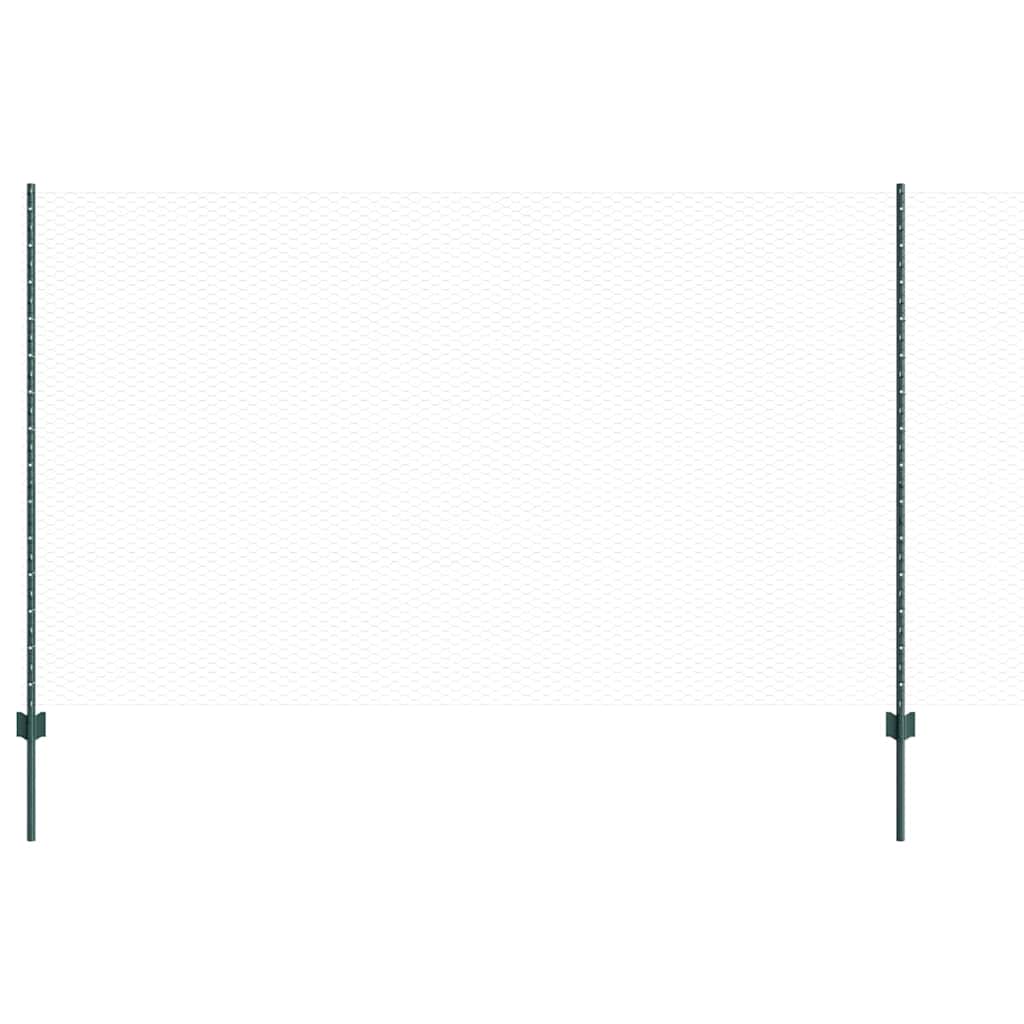 Fence with Posts Green 1.4 x 25 m Steel
