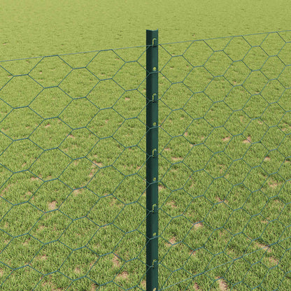 Fence with Posts Green 1.4 x 25 m Steel