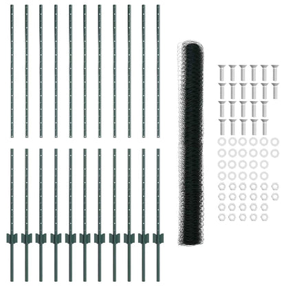 Fence with Posts Green 1.4 x 25 m Steel