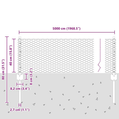 Fence with Posts Green 0.4 x 50 m Steel