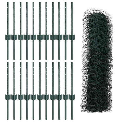 Fence with Posts Green 0.4 x 50 m Steel