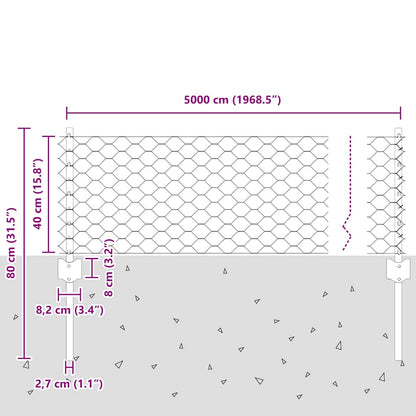 Fence with Posts Green 0.4 x 50 m Steel
