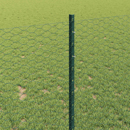 Fence with Posts Green 1 x 50 m Steel