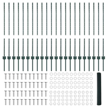 Fence with Posts Green 1 x 50 m Steel