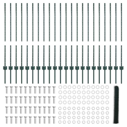 Fence with Posts Green 1 x 50 m Steel