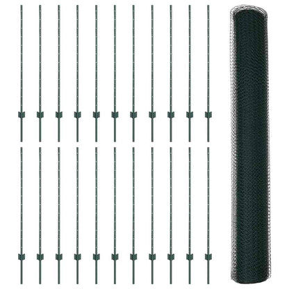 Fence with Posts Green 1.2 x 50 m Steel