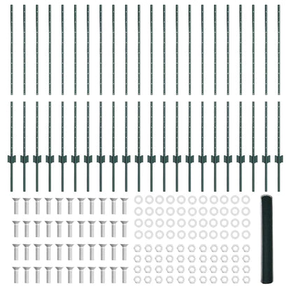 Fence with Posts Green 1.2 x 50 m Steel