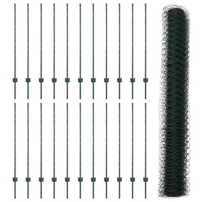Fence with Posts Green 1.2 x 50 m Steel