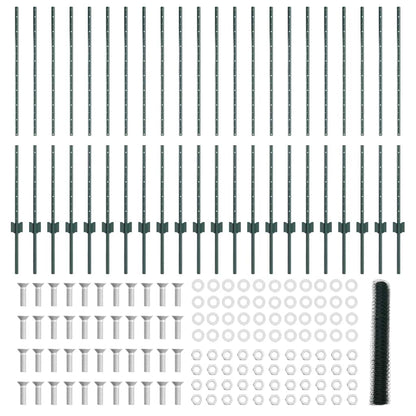 Fence with Posts Green 1.2 x 50 m Steel