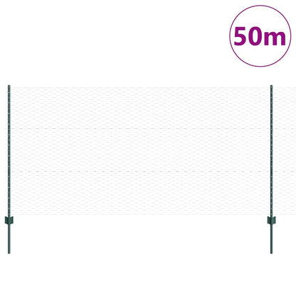 Fence with Posts Green 1.2 x 50 m Steel