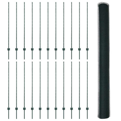 Fence with Posts Green 1.4 x 50 m Steel