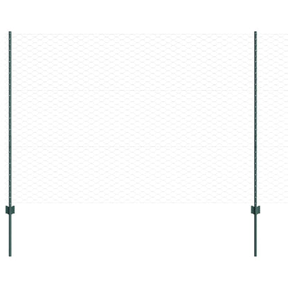 Fence with Posts Green 1.5 x 50 m Steel