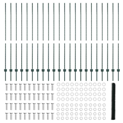 Fence with Posts Green 1.5 x 50 m Steel