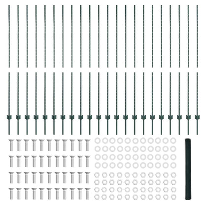 Fence with Posts Green 1.6 x 50 m Steel