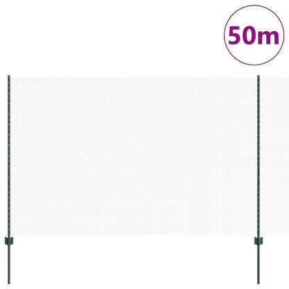 Fence with Posts Green 1.6 x 50 m Steel
