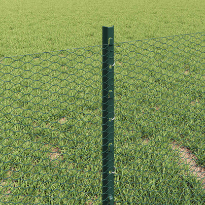 Fence with Posts Green 0.4 x 100 m Steel