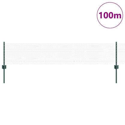 Fence with Posts Green 0.4 x 100 m Steel