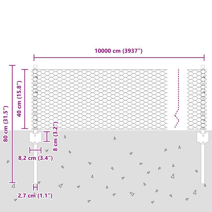 Fence with Posts Green 0.4 x 100 m Steel
