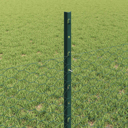 Fence with Posts Green 0.5 x 100 m Steel