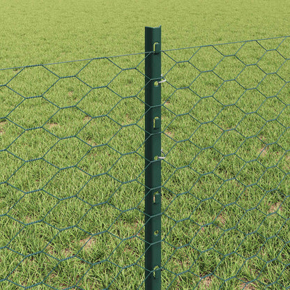 Fence with Posts Green 0.6 x 100 m Steel