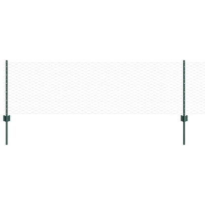 Fence with Posts Green 0.6 x 100 m Steel