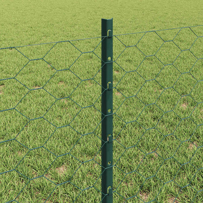 Fence with Posts Green 0.6 x 100 m Steel