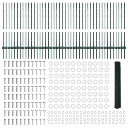 Fence with Posts Green 1 x 100 m Steel